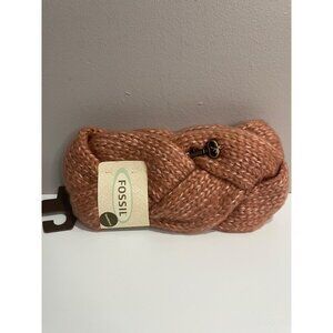 Fossil Shiloh Shine Braided Winter Knit Stretch Headband Dusty Rose Pink